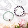 2Pcs Natural Green Aventurine & Amethyst Round Beaded Stretch Bracelets for Women BJEW-JB11928-1