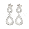 Teardrop Brass Pave Clear Cubic Zirconia Dangle Stud Earrings EJEW-M258-24P-1