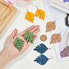 FIBLOOM 4 Pairs 4 Colors Wood Leaf Dangle Earrings EJEW-FI0001-94-3