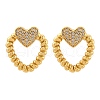 Heart Brass Micro Pave Clear Cubic Zirconia Stud Earrings EJEW-R025-09G-4