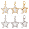 Beebeecraft 8Pcs 2 Colors Brass Cubic Zirconia Charms ZIRC-BBC0001-75-1