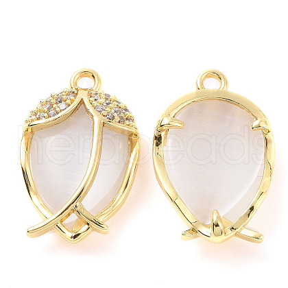 Brass Micro Pave Clear Cubic Zirconia Pendants ZIRC-F133-05G-1
