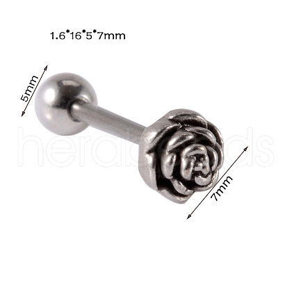 Rose Flower 304 Stainless Steel Internally Threaded Labrets WG137BA-02-1