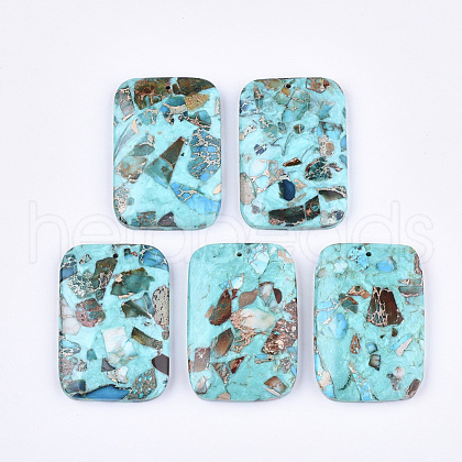 Assembled Synthetic Imperial Jasper and Turquoise Pendants G-S329-049-1