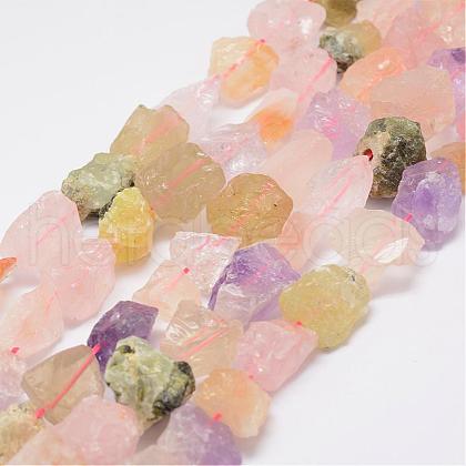 Raw Rough Natural Mixed Gemstone Beads Strands G-E343-06-1