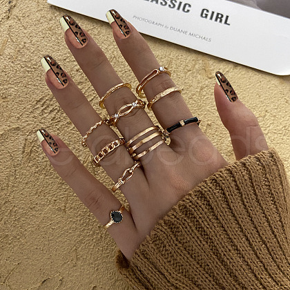 10Pcs Alloy with Rhinestone Finger Rings WGEFB3C-01-1