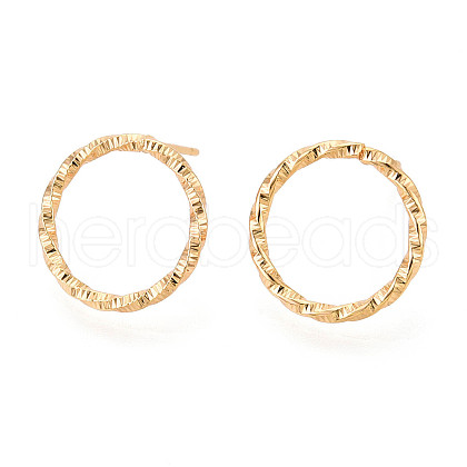 Brass Stud Earrings EJEW-T047-45G-1