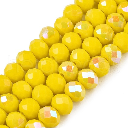 Electroplate Opaque Solid Color Glass Beads Strands X-EGLA-A044-P6mm-L04-1