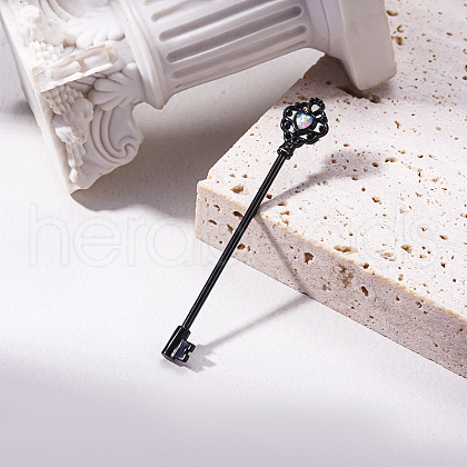 Brass Pave Synthetic Opal Crown Key Cartilage Earrings FS-WGDBF86-03-1
