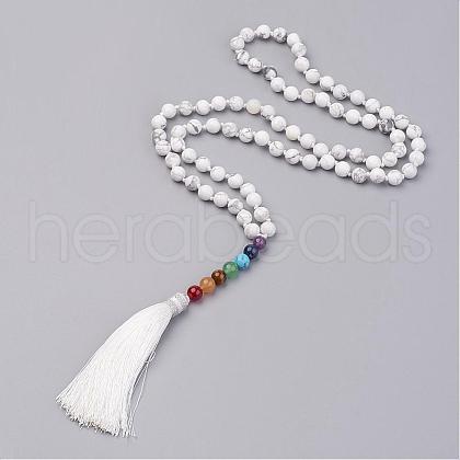 Howlite Beaded and Gemstone Beaded Necklaces NJEW-P148-05-1