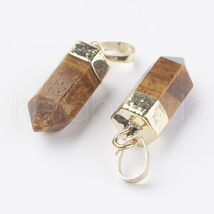 Natural Tiger Eye Pointed Pendants G-G737-08A-G-1