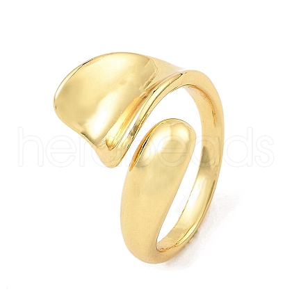 Leaf Shape Rack Plating Brass Open Cuff Rings RJEW-G294-02G-1