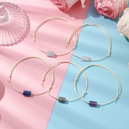 5Pcs Natural Gemstone Braided Bead Bracelets for Women BJEW-JB11356-S-1
