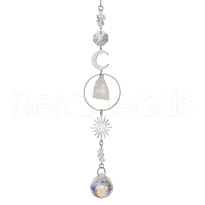Rough Raw Natural Quartz Crystal Nuggets Hanging Ornaments HJEW-JM01839-01-1