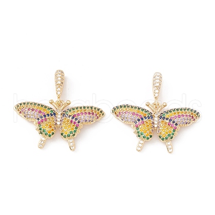 Brass Micro Pave Cubic Zirconia Pendants KK-E005-14G-02-1