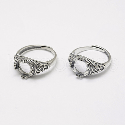 Adjustable Thailand 925 Sterling Silver Finger Ring Components STER-P033-31AS-1