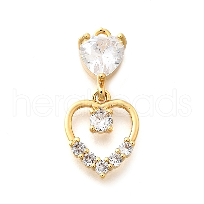 Brass Micro Pave Cubic Zirconia Pendants KK-B131-11G-1