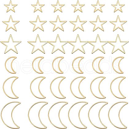 Unicraftale 36Pcs 6 Style 304 Stainless Steel Linking Rings STAS-UN0031-83-1