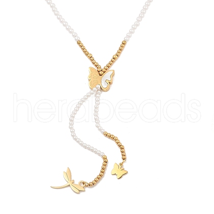 Imitation Pearl & Synthesis Shell Beaded Necklaces NJEW-A032-06G-03-1