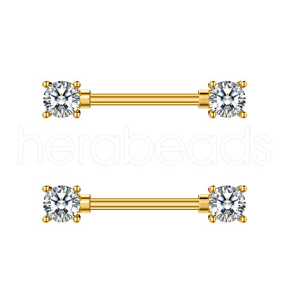 304 Stainless Steel Micro Pave Cubic Zirconia Nipple Rings WG2793F-02-1