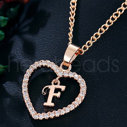 Heart Brass Micro Pave Clear Cubic Zirconia Pendant Necklaces WGA8162-11-1