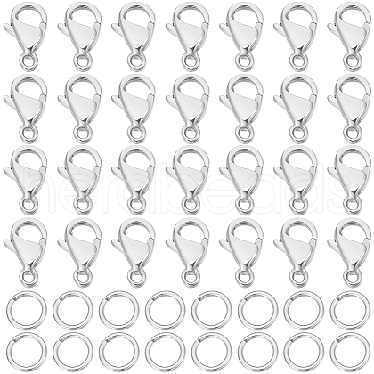 Beebeecraft 100Pcs 304 Stainless Steel Lobster Claw Clasps DIY-BBC0001-56B-1