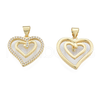 Brass Micro Pave Clear Cubic Zirconia Pendants KK-G431-07G-1