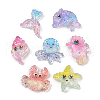 Ocean Series Transparent Resin  Cabochons RESI-R465-06-1