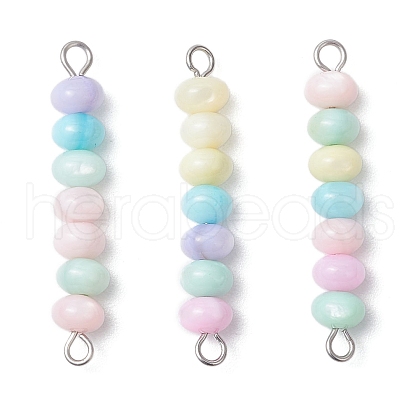 Macaron Color Dyed Natural Freshwater Shell Rondelle Beaded Links PALLOY-JF03705-02-1