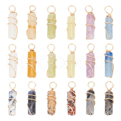 ARRICRAFT 18Pcs 9 Styles Natural Mixed Gemstone Pendants FIND-AR0004-23-1