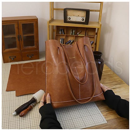 DIY Imitation Leather Bucket Bag Tote Bag Making Kits PW-WG664D6-02-1
