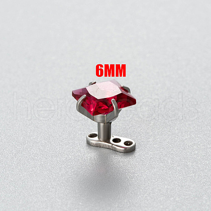 Stainless Steel Cubic Zirconia Square Dermal Anchor Base/Top for Women Men WG87C2F-03-1