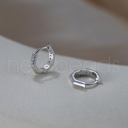 925 Sterling Silver Polygon Hoop Earrings EJEW-C146-05P-1