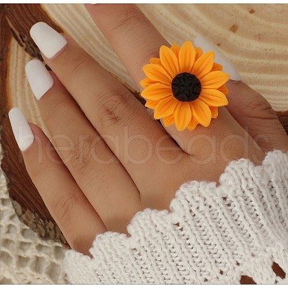 Sunflower Resin Finger Rings for Women FS-WG1F28B-01-1