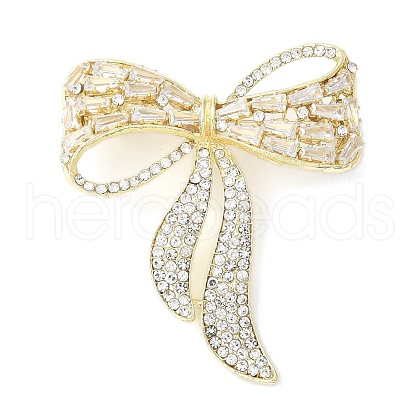 Bowknot Alloy Rhinestone Brooches for Backpack Clothes JEWB-F038-01LG-1