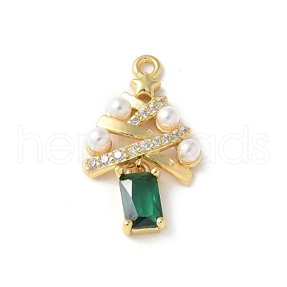 Brass Micro Pave Cubic Zirconia Pendants KK-P290-49G-1