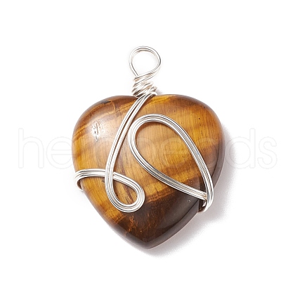Natural Tiger Eye Pendants PALLOY-JF01663-04-1