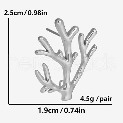 Elegant Ocean Coral 304 Stainless Steel Stud Earrings for Women IC8591-1-1