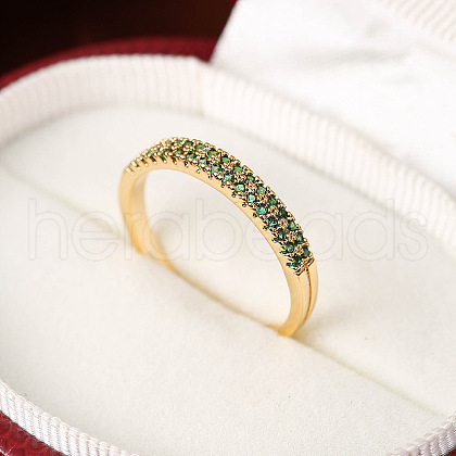 Brass Micro Pave Cubic Zirconia Finger Rings for Women FS-WG59B22-08-1