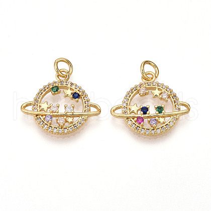 Brass Micro Pave Cubic Zirconia Pendants KK-D357-06C-G-1