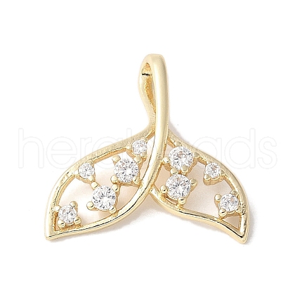Hollow-Carved Design Fishtail Brass Pendants KK-V005-04G-1