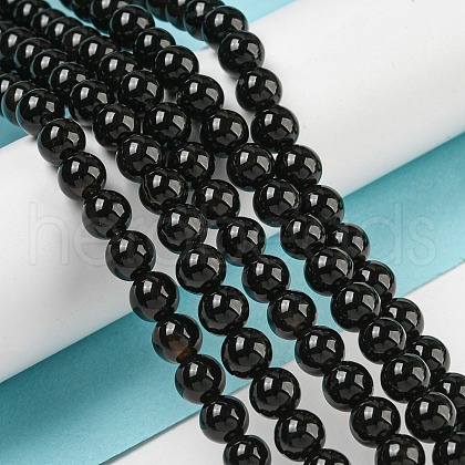 Natural Black Onyx Round Bead Strands G-R198-6mm-1