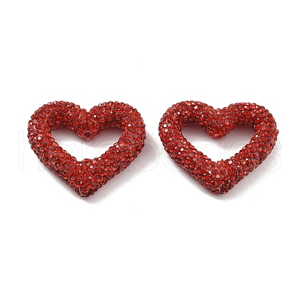 Heart Shape Polymer Clay Rhinestone Beads CLAY-NH0001-09A-10-1
