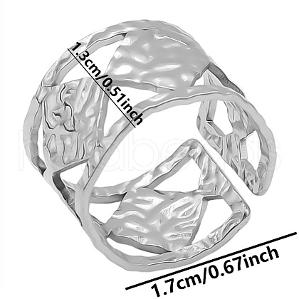 Non-Tarnish Minimalist Rhombus 304 Stainless Steel American European Wide Band Cuff Rings for Women ZM1805-1-1
