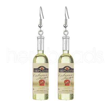 Wine Bottle Resin Dangle Earrings EJEW-JE05878-01-1
