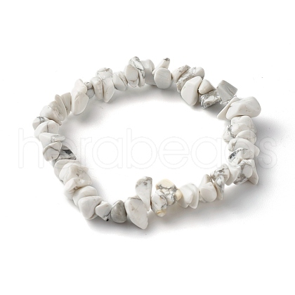 Synthetical Howlite Chip Beads Stretch Bracelet for Women BJEW-AL00003-27-1