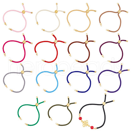 Unicraftale 15Pcs 15 Colors Twisted Nylon Cord Silder Bracelets MAK-UN0001-57-1