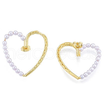 Heart Brass Stud Earring for Women EJEW-N011-103-1