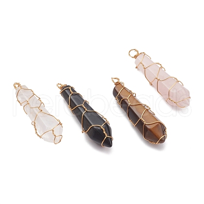 Natural Mixed Gemstone Pendants PALLOY-JF00615-1