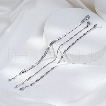 Stylish Stainless Steel Triple-layer Bracelets HN0595-1-1
